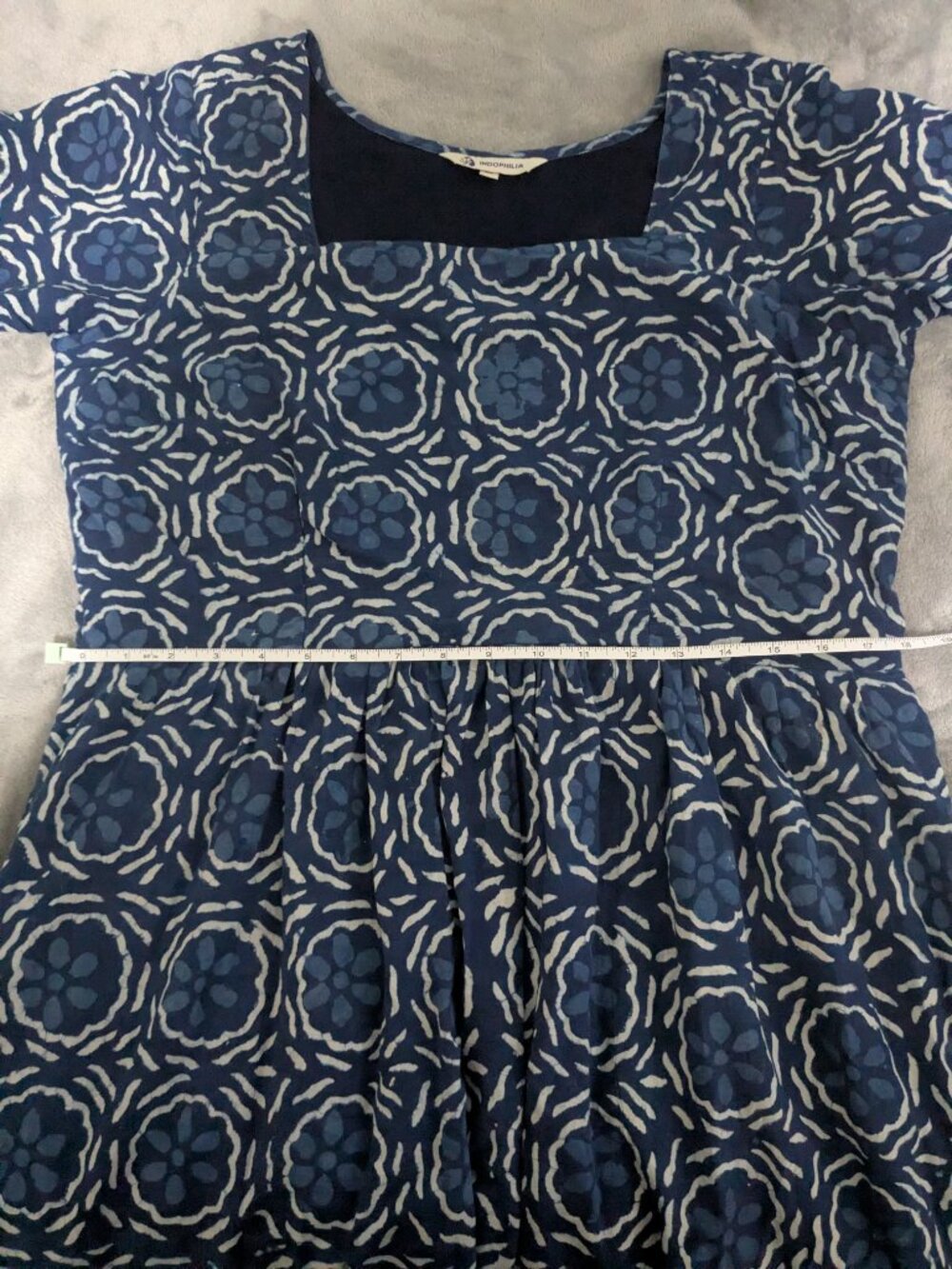 Indophilia Indigo Cotton Midi Dress with pockets - Picture 9 of 9